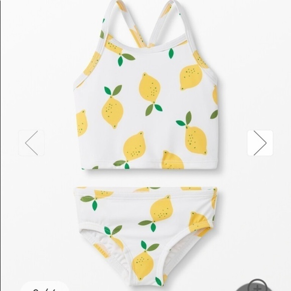 Hanna Andersson NWT Sunblock Tankini Swimsuit Lemons Print White & Yellow Scandi - Picture 9 of 9